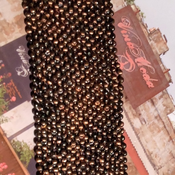 VINTAGE “THREE STAR” SIGNED MESH MULTI BALL BEAD COPPER CHAIN WIDE BRACELET - Picture 5 of 6